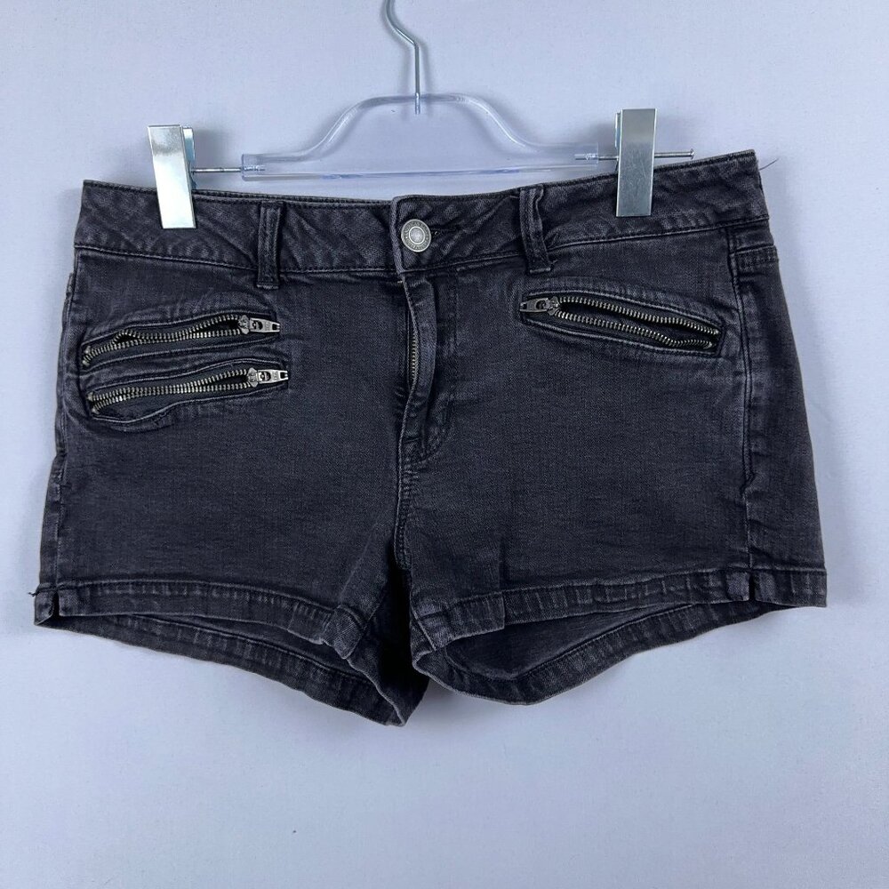 American Eagle Shorts Cute Zipper Detail Super Stretch Womens Size 12 Dark Wash